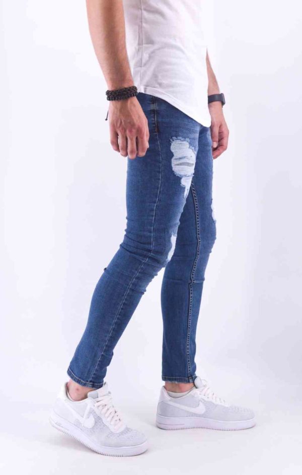 JEANS SKINNY BLEU DEGRADE DESTROY HOMME - MODE URBAINE 4308