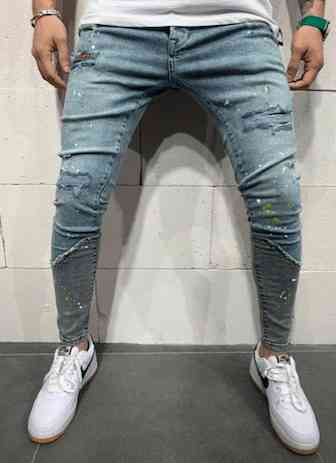 jeans super skinny destroy bleu homme