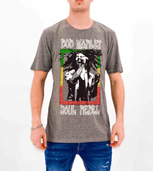 ONLY and SONS - Tee SHIRT BOB MARLEY gris