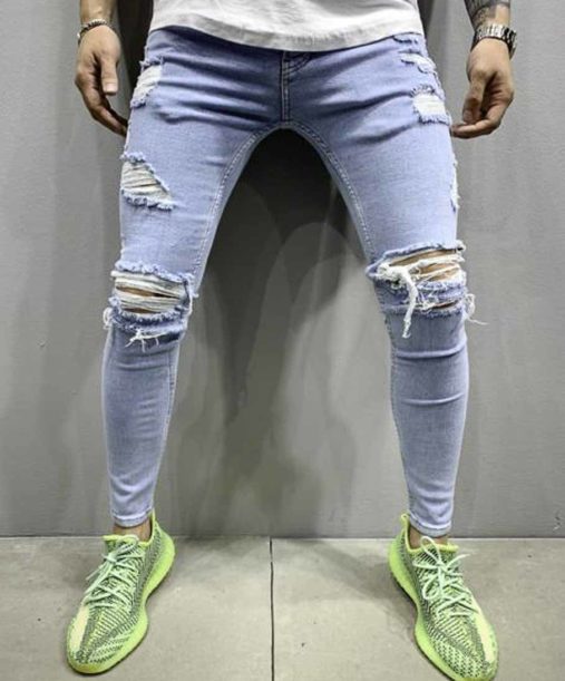 Jeans slim destroy bleu homme - Mode urbaine