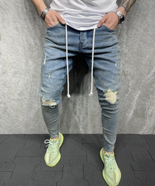 Jeans skinny destroy bleu 6O/B5877