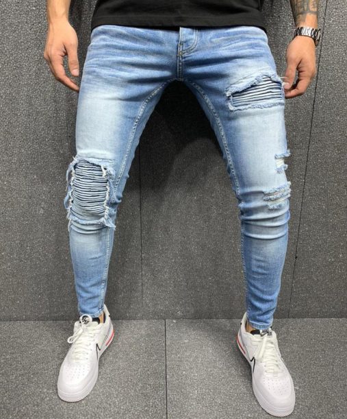 Jeans skinny bleu destroy homme - Mode Urbaine