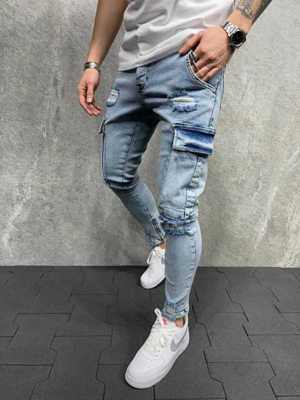 Jeans skinny destroy bleu homme - Mode urbaine B6009