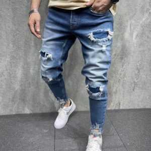 Jean blanc destroy homme best sale