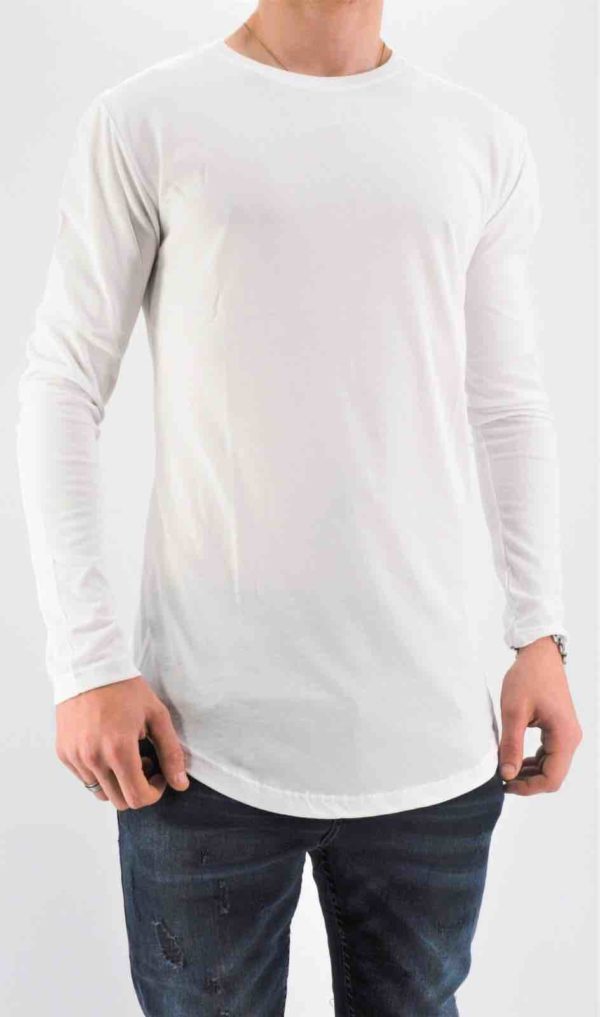 T-shirt manches longues blanc oversize masculin