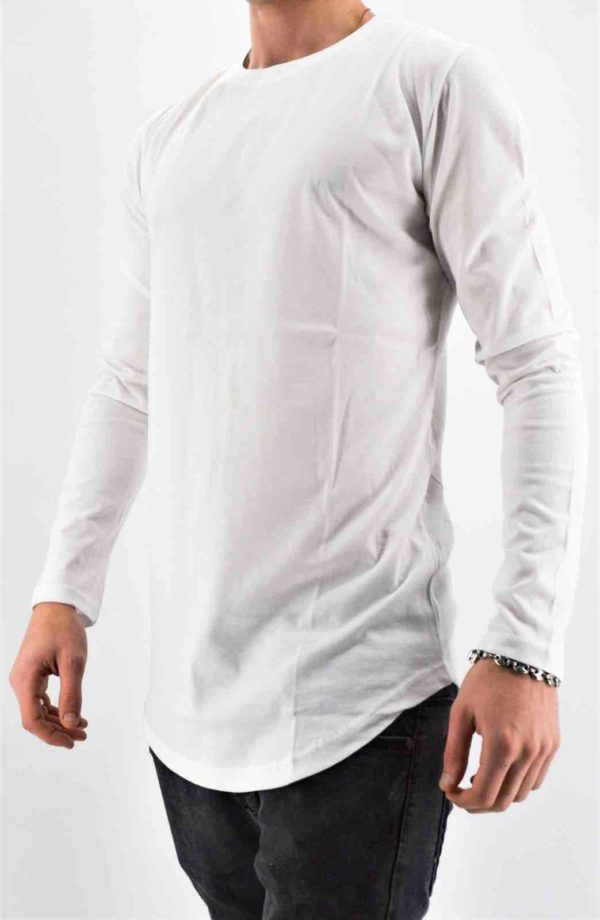T-shirt manches longues blanc oversize masculin