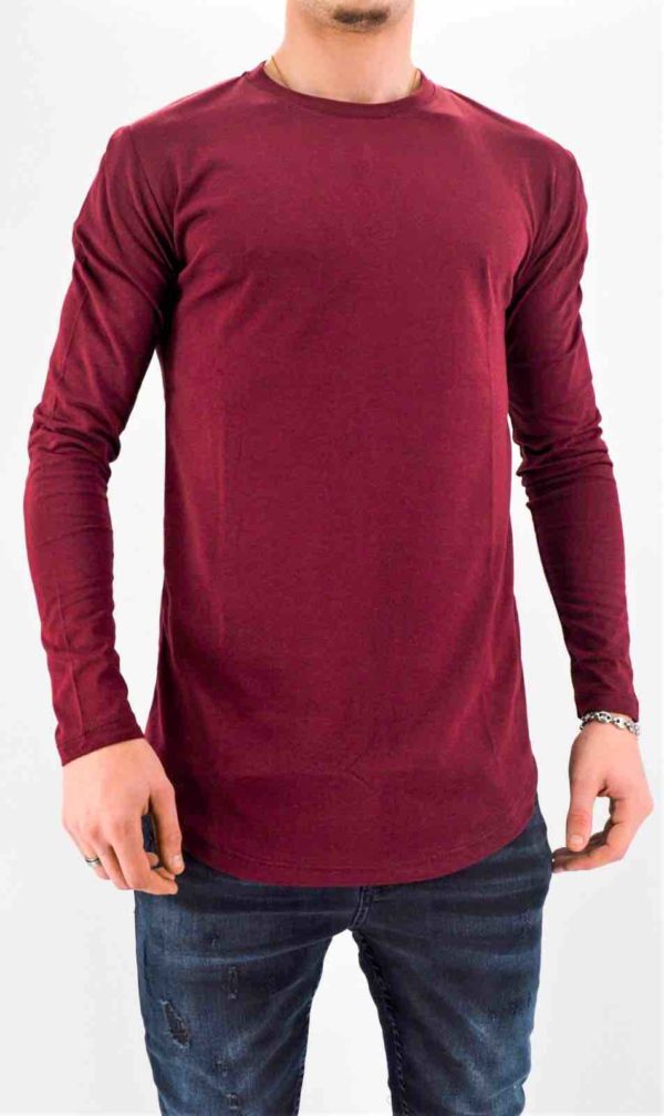 T shirt manches longues bordeaux oversize - Mode urbaine