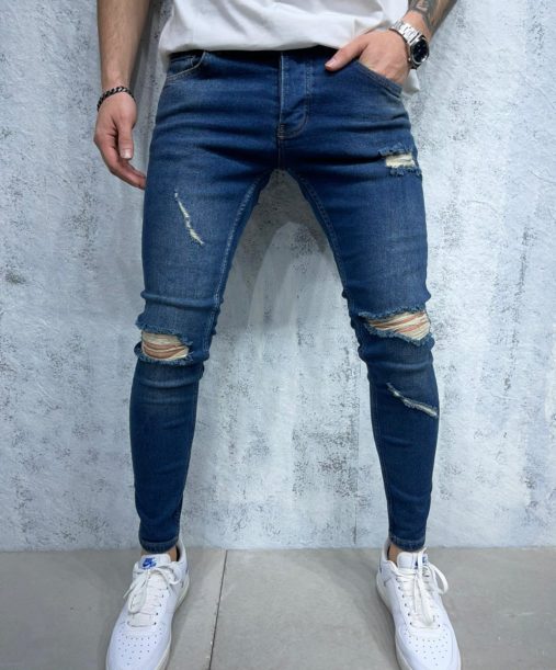 Jeans skinny bleu destroy homme | Mode Urbaine B6769