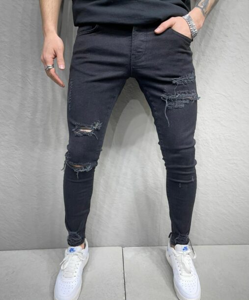 jean skinny noir homme - Mode urbaine 6C:B7021.